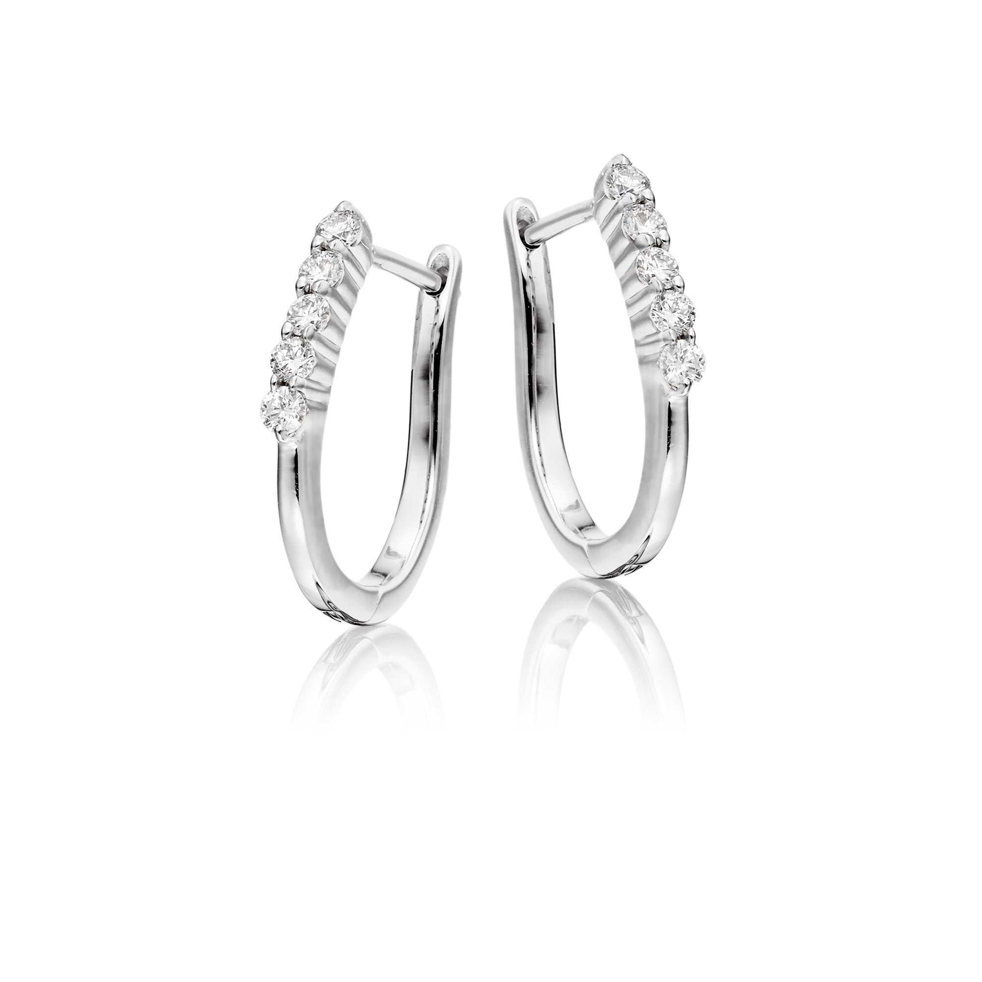 Quinate 0.25ct 5-diamond hoop earrings in 9K white gold