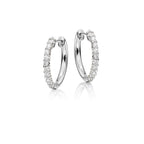 Small single line 0.20ct diamond hoop earrings in 18K white gold