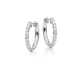 Small single line 0.20ct diamond hoop earrings in 9K white gold