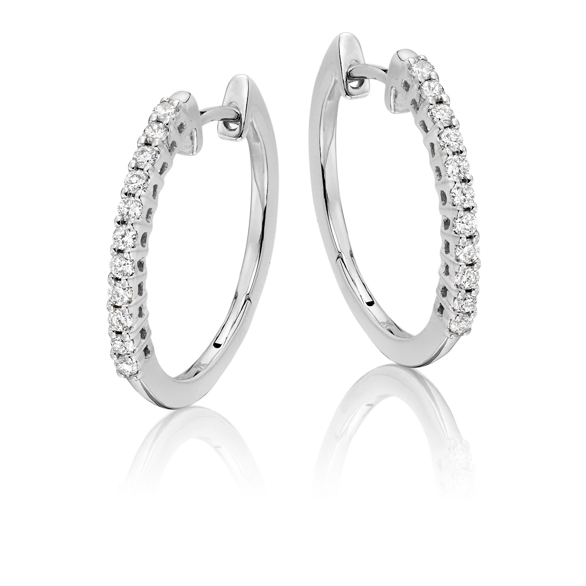 Elevate 0.25ct claw set diamond hoop earrings in 9K white gold