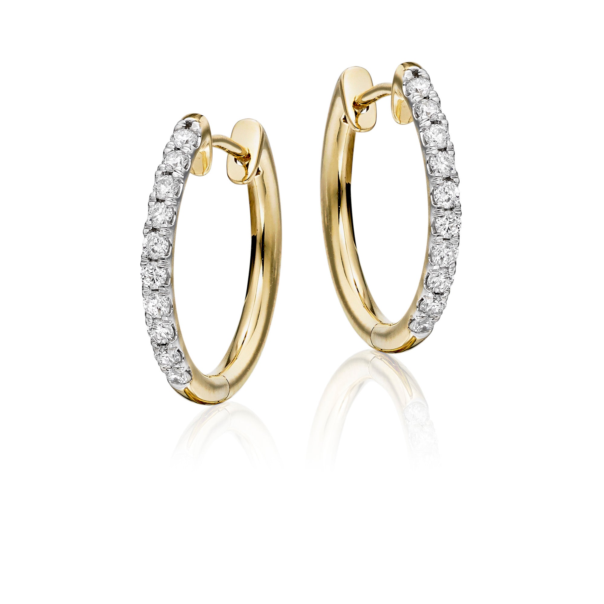 Grace single line 0.40ct diamond hoop earrings in 9K yellow gold