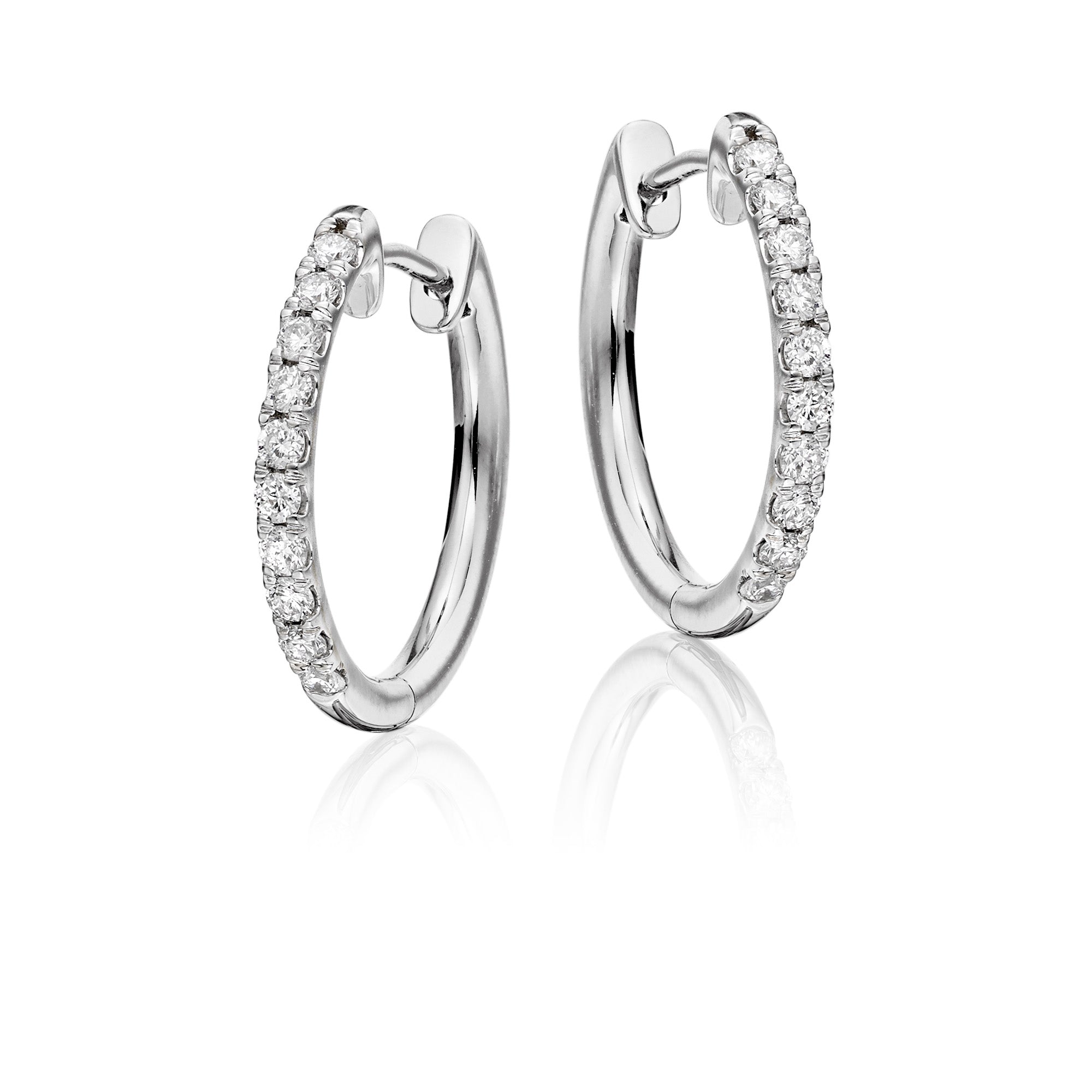 Grace single line 0.40ct diamond hoop earrings in 9K white gold