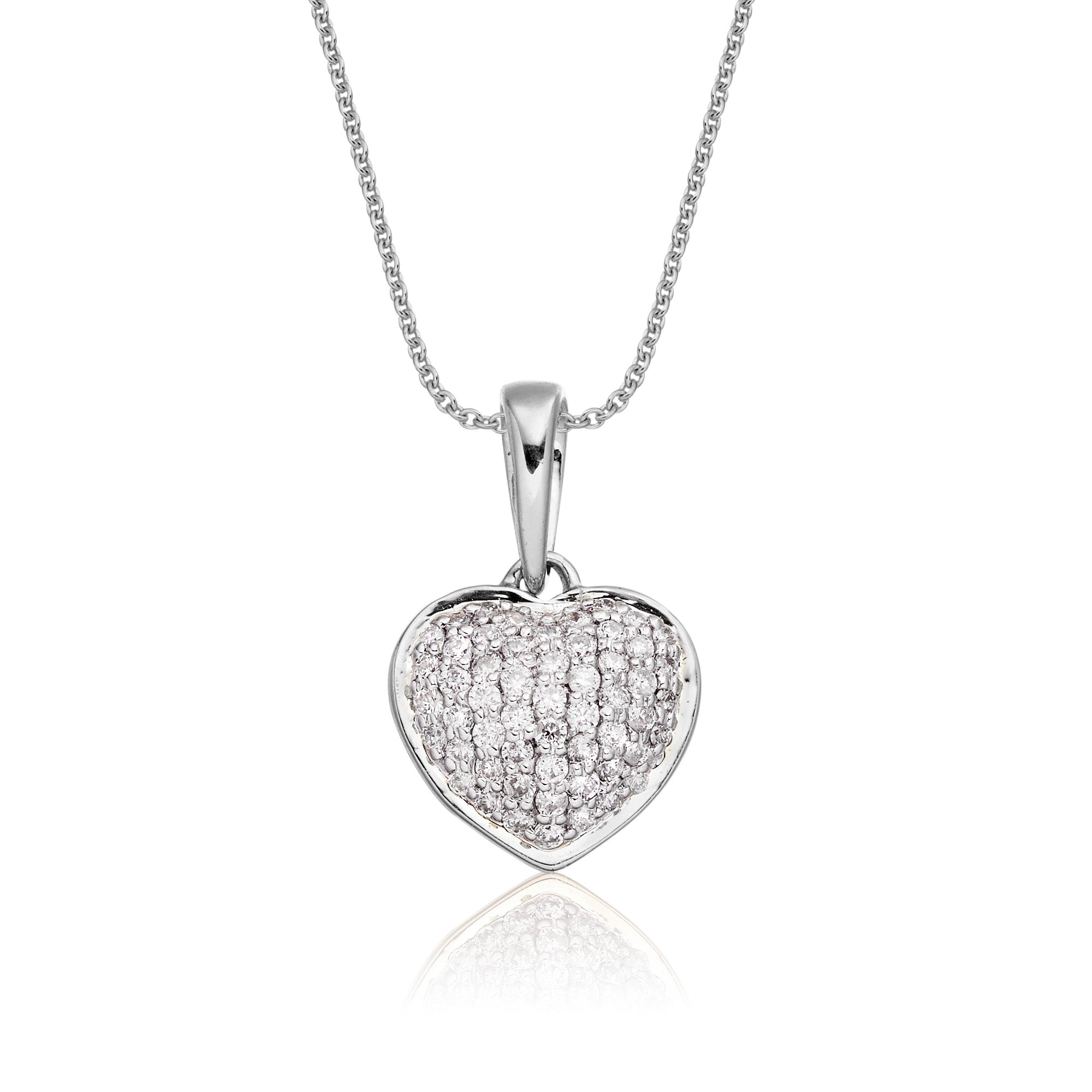 Disco heart 0.25ct diamond pendant in 18K white gold
