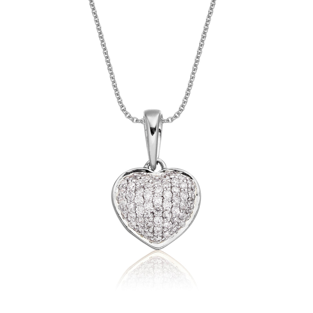 Disco heart 0.25ct diamond pendant in 9K white gold