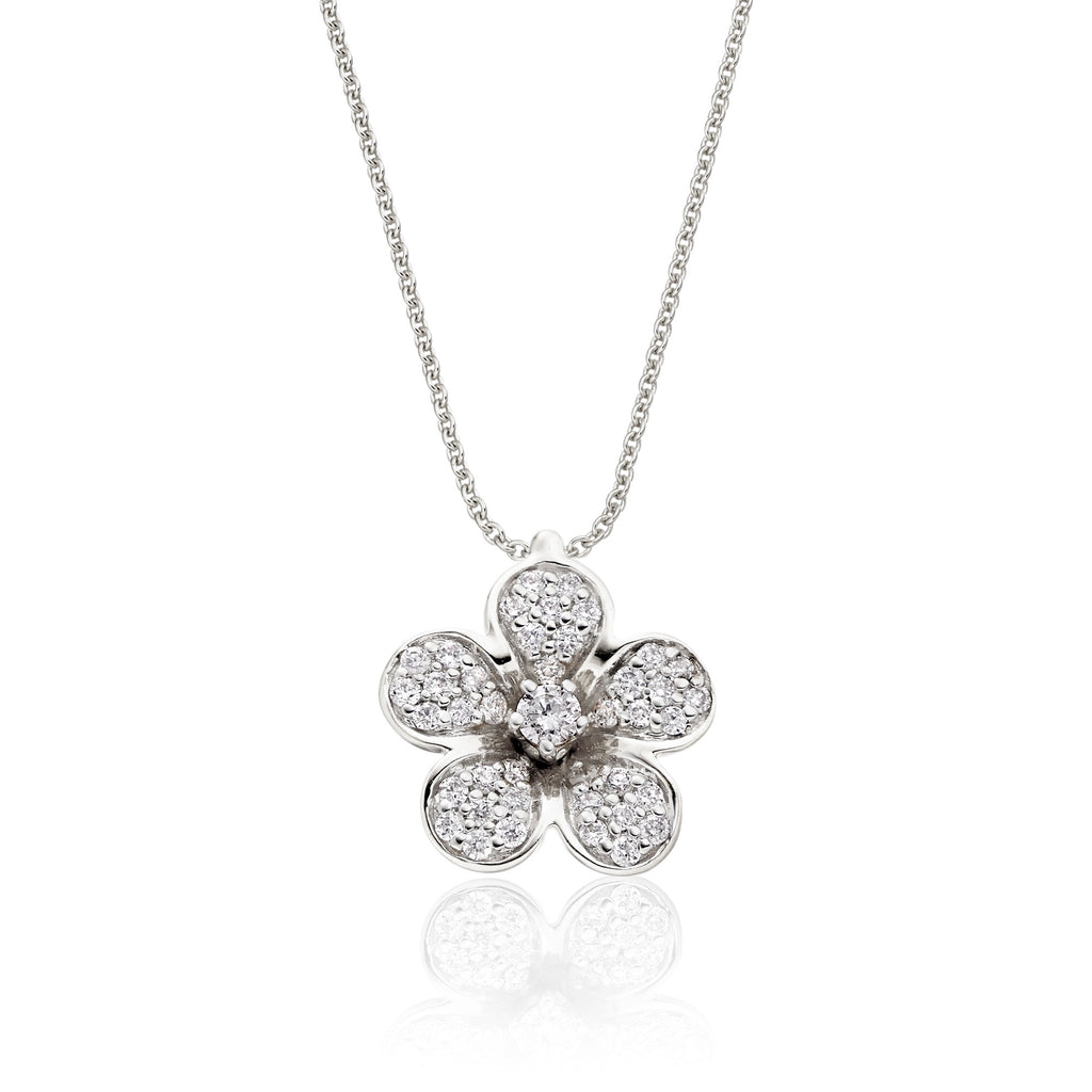 Mayflower 0.20ct cluster diamond pendant in 9K white gold