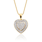 Fire heart 0.25ct cluster diamond pendant in 9K yellow gold