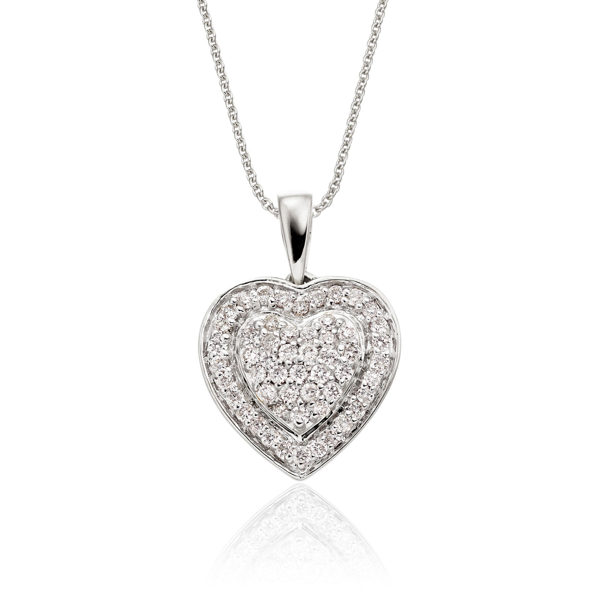 Fire heart 0.25ct cluster diamond pendant in 9K white gold