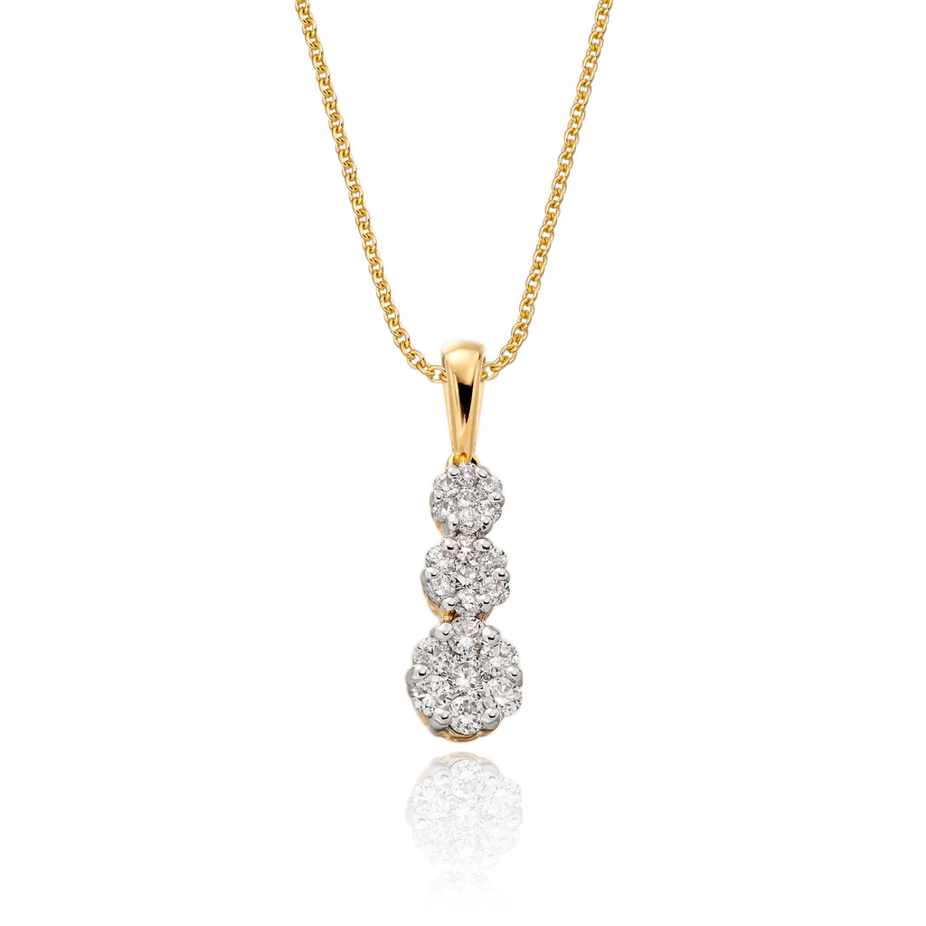 Illusion trilogy 0.20ct diamond pendant in 9K yellow gold