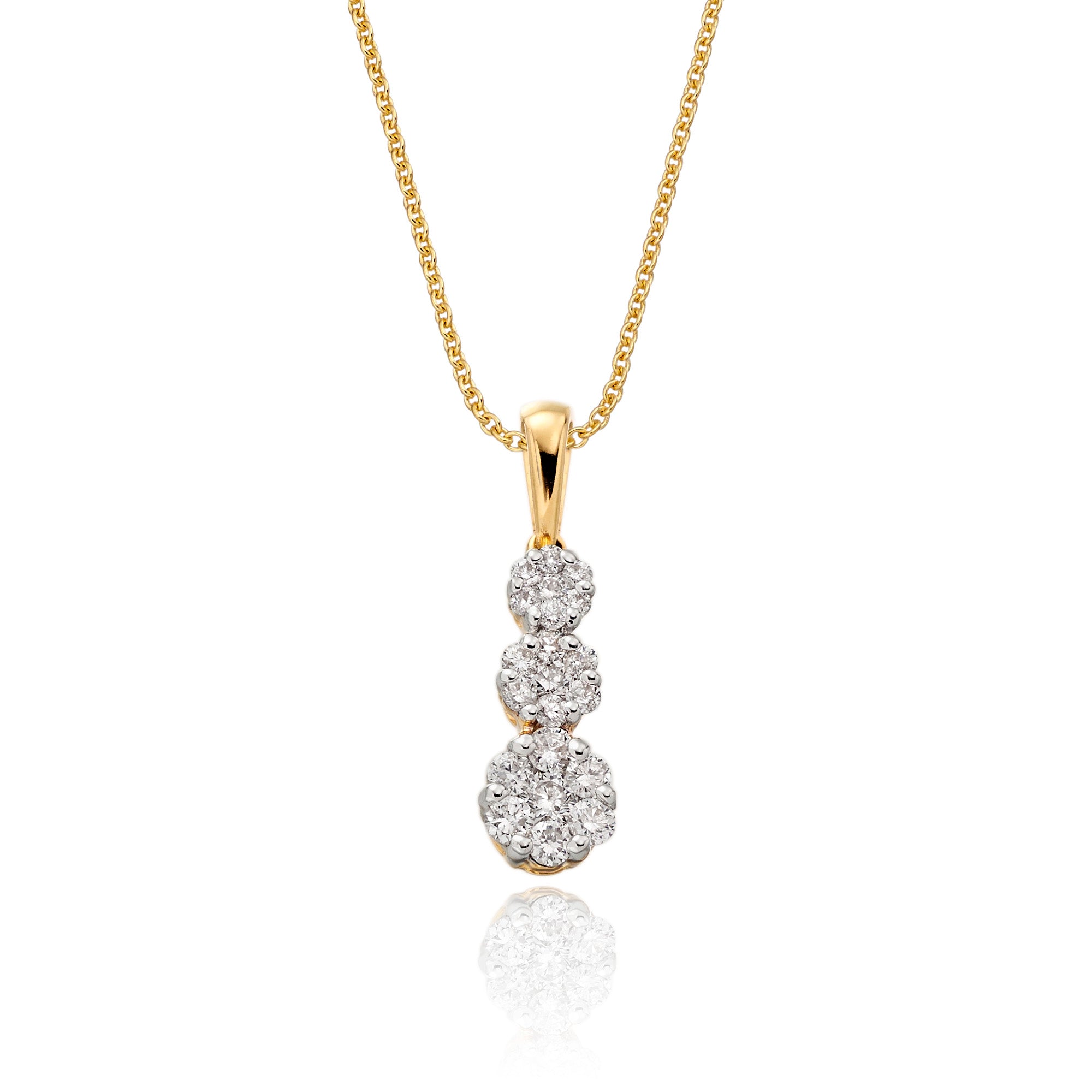 Illusion trilogy 0.20ct diamond pendant in 9K yellow gold