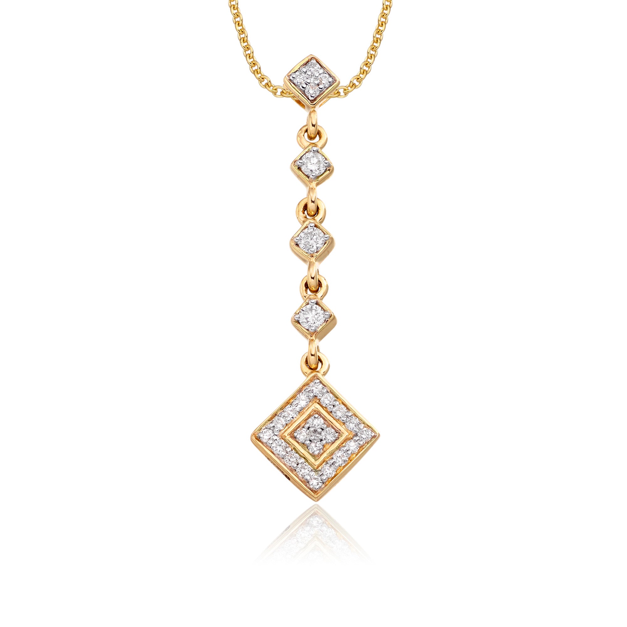 Drop 0.30ct diamond pendant in 9K yellow gold