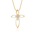 Cross pendant 0.08ct diamonds in 9K yellow gold