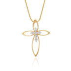 Cross pendant 0.08ct diamonds in 9K yellow gold