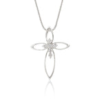 Cross pendant 0.08ct diamonds in 18K white gold