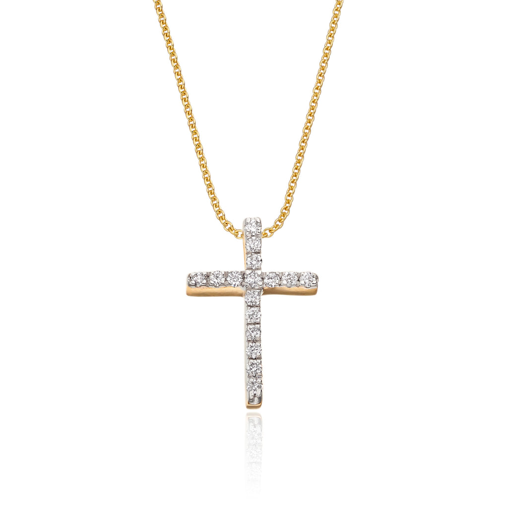 Cross pendant 0.10ct diamonds in 9K yellow gold