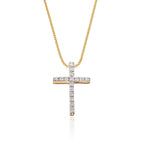 Cross pendant 0.10ct diamonds in 9K yellow gold