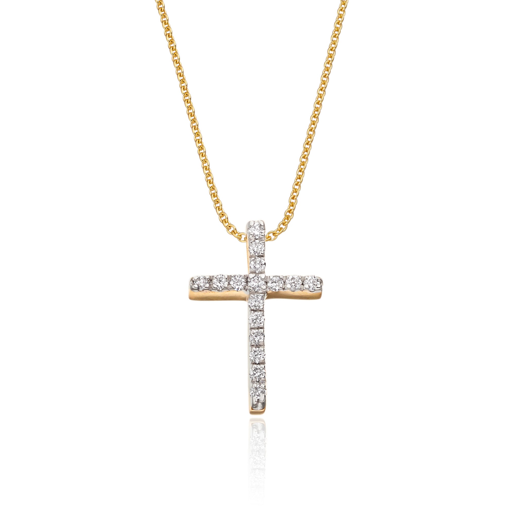 Cross pendant 0.10ct diamonds in 9K yellow gold