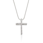 Cross Pendant 0.10ct Diamonds In 18K White Gold