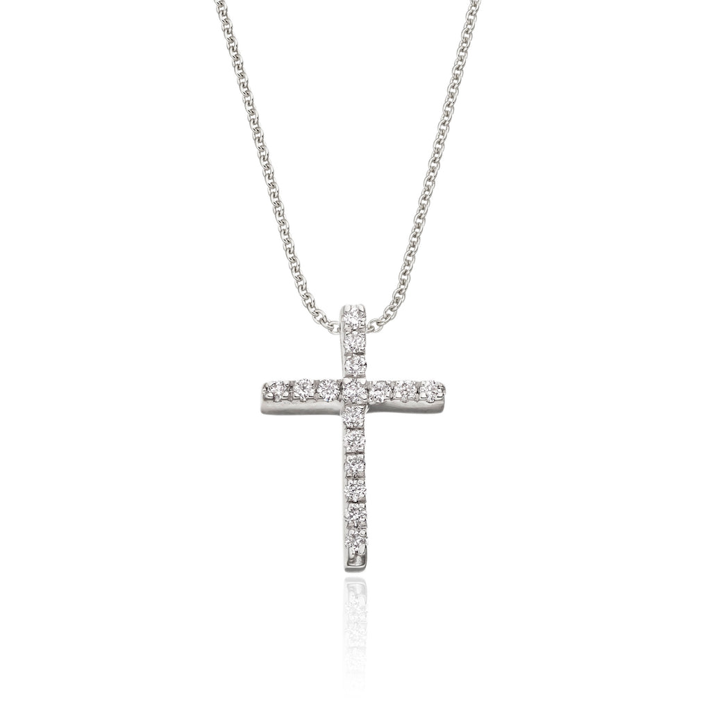 Diamond Cross Pendant 0.10ct In 9K White Gold