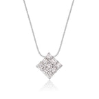 Square 0.30ct cluster diamond pendant in 9K white gold
