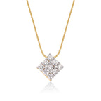 Square 0.30ct cluster diamond pendant in 9K yellow gold
