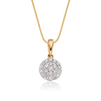Solar 0.25ct cluster diamond pendant in 9K yellow gold