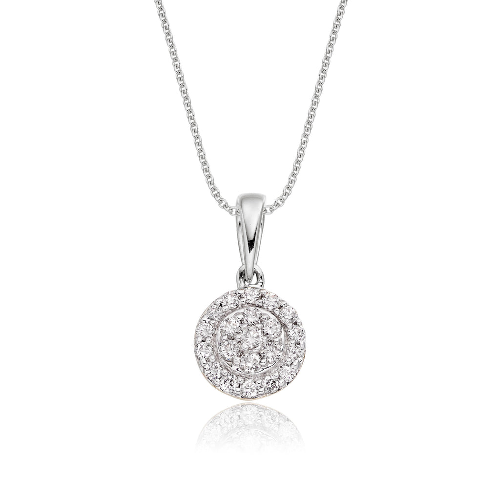 Solar 0.25ct cluster diamond pendant in 18K white gold