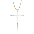 Cross pendant 0.15ct diamonds in 9K yellow gold 