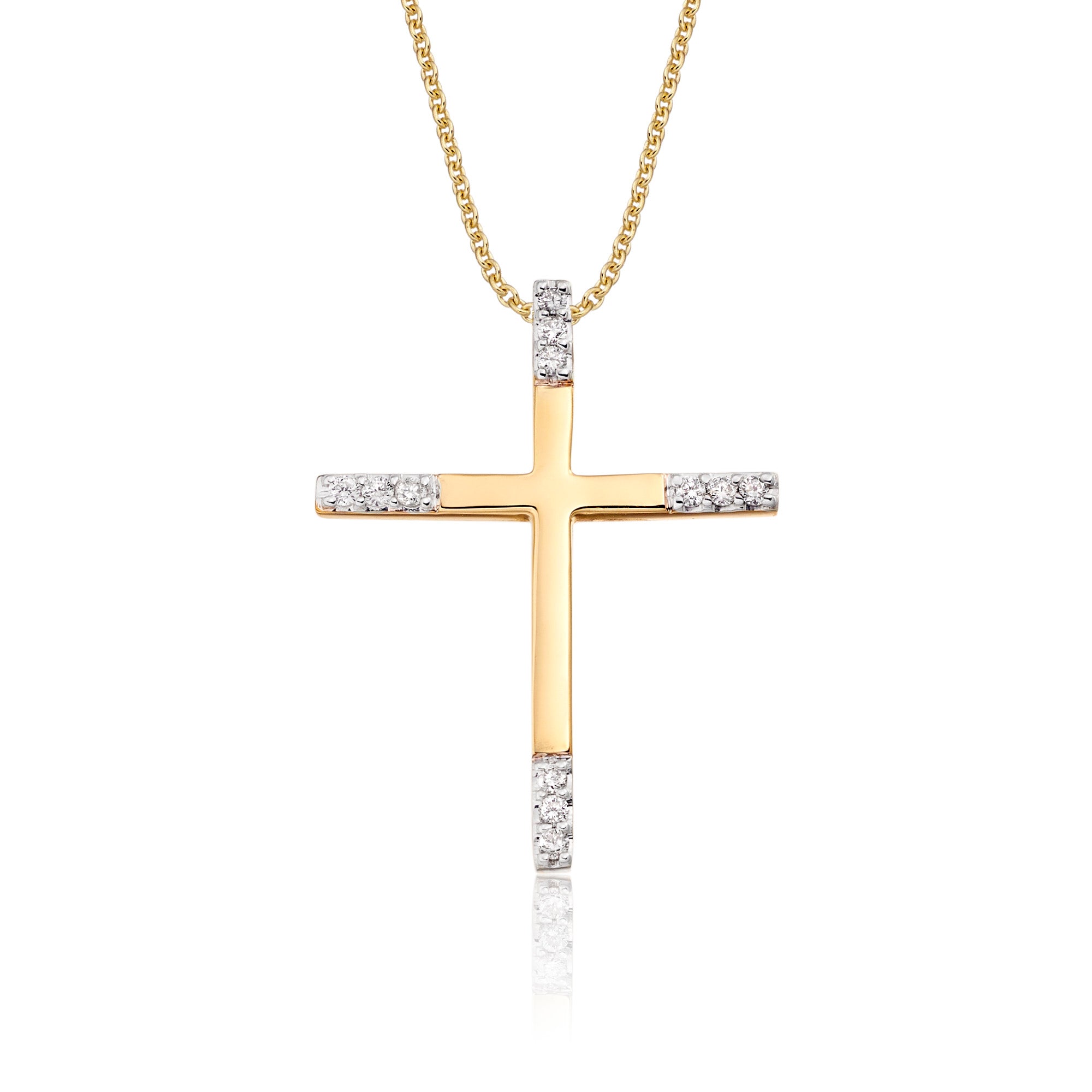Cross pendant 0.15ct diamonds in 9K yellow gold 