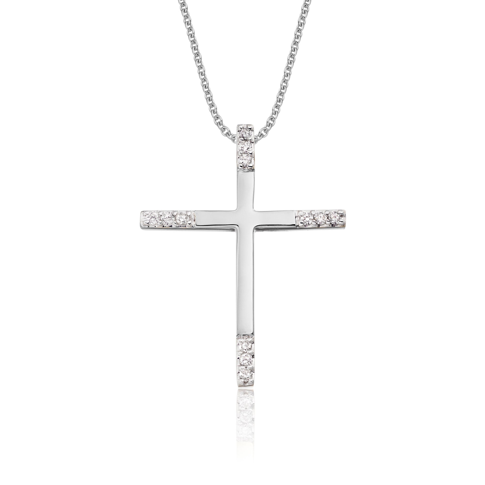 Cross pendant 0.15ct diamonds in 9K white gold