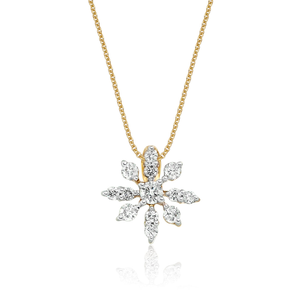 Fleur 0.25ct cluster diamond pendant in 9K yellow gold