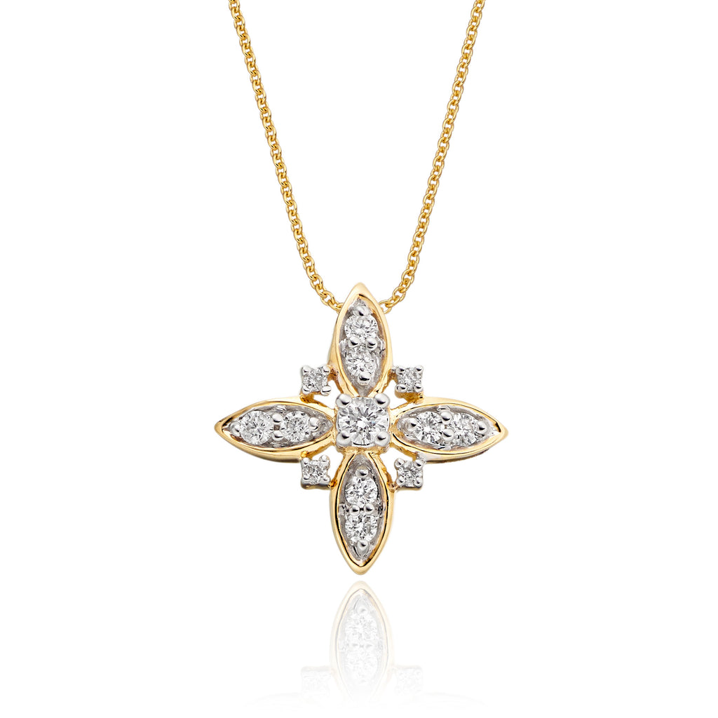 Lily 0.25ct cluster diamond pendant in 9K yellow gold