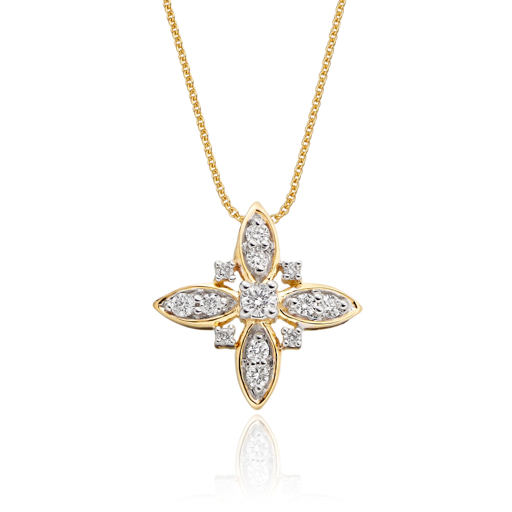 Lily 0.25ct cluster diamond pendant in 9K yellow gold