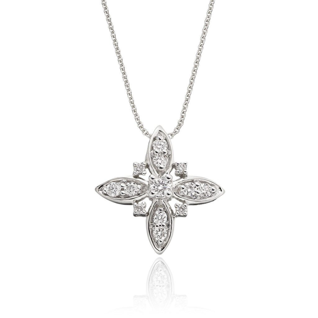 Lily 0.25ct cluster diamond pendant in 18K white gold