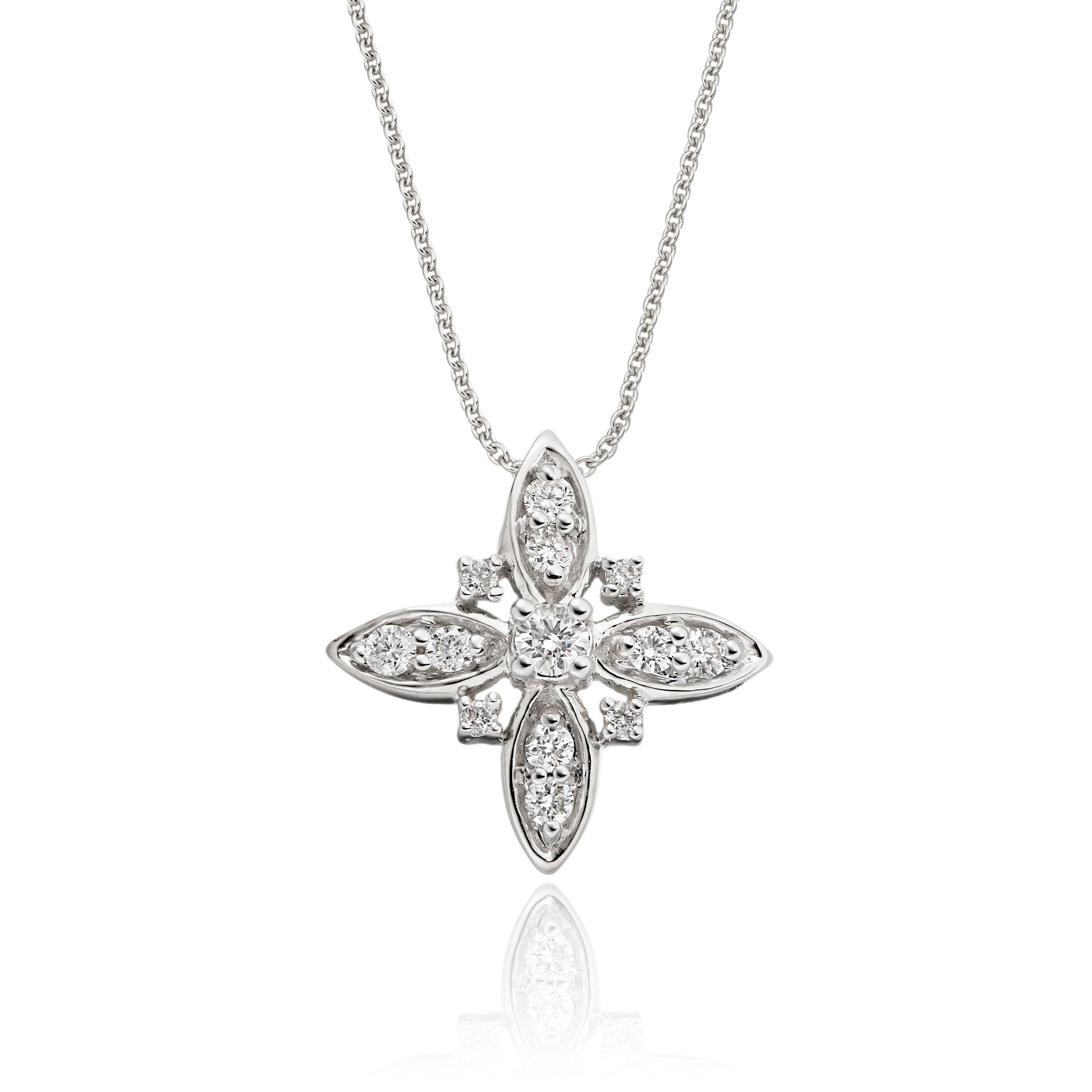 Lily 0.25ct cluster diamond pendant in 9K white gold