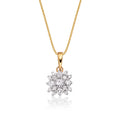 Blossom 0.30ct cluster diamond pendant in 9K yellow gold