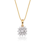 Blossom 0.30ct cluster diamond pendant in 9K yellow gold