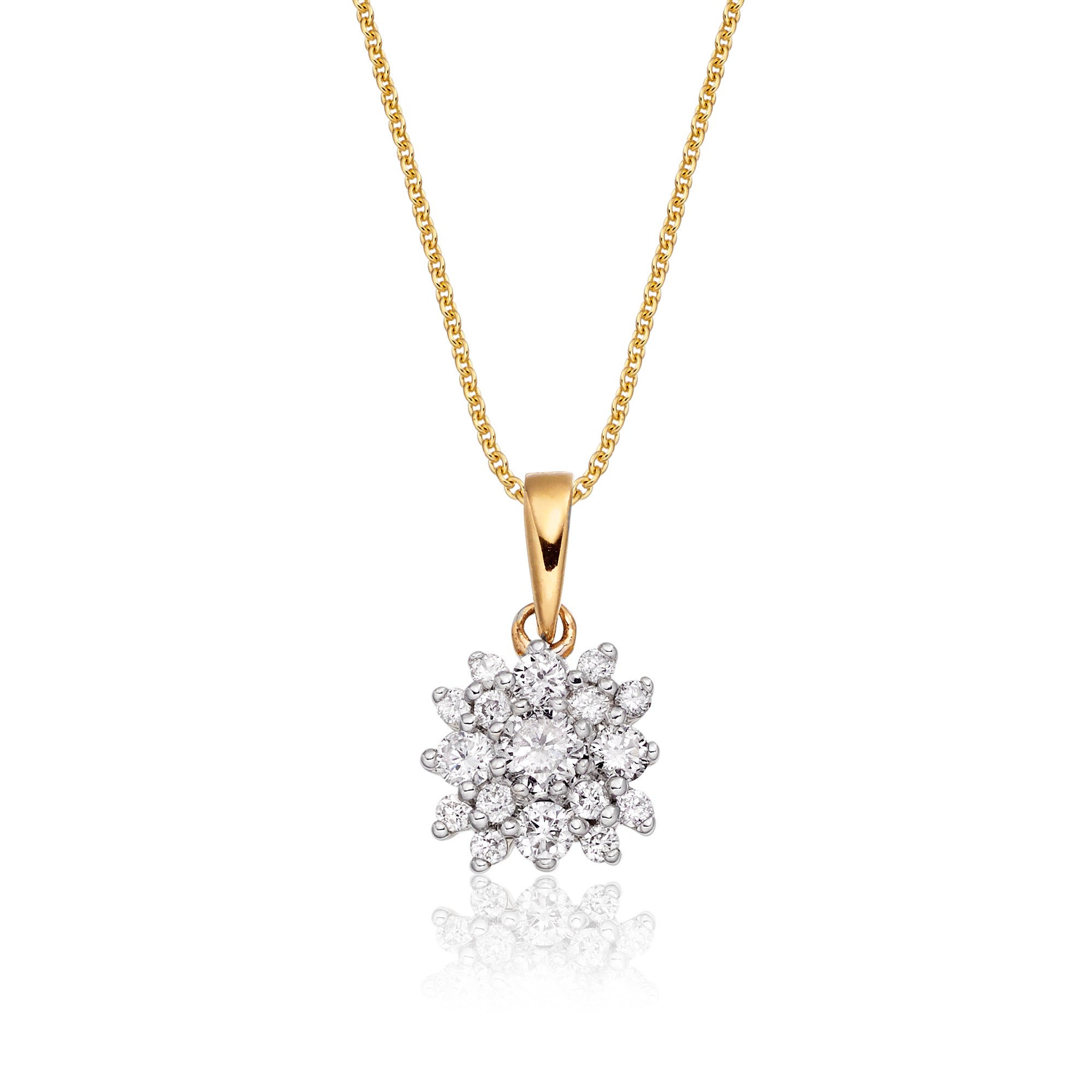Blossom 0.30ct cluster diamond pendant in 9K yellow gold
