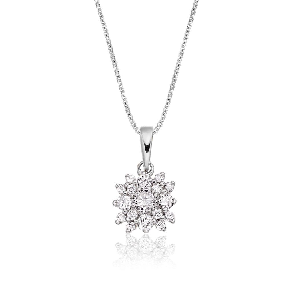 Blossom 0.30ct cluster diamond pendant in 18K white gold