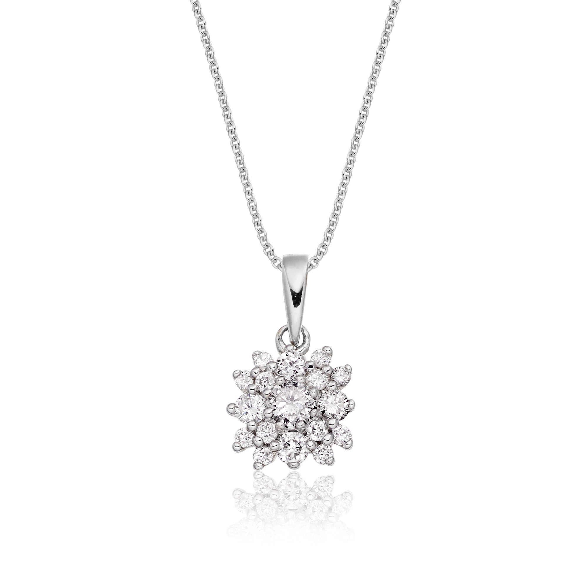 Blossom 0.30ct cluster diamond pendant in 18K white gold