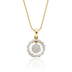 Orbit 0.25ct cluster diamond pendant in 9K yellow gold