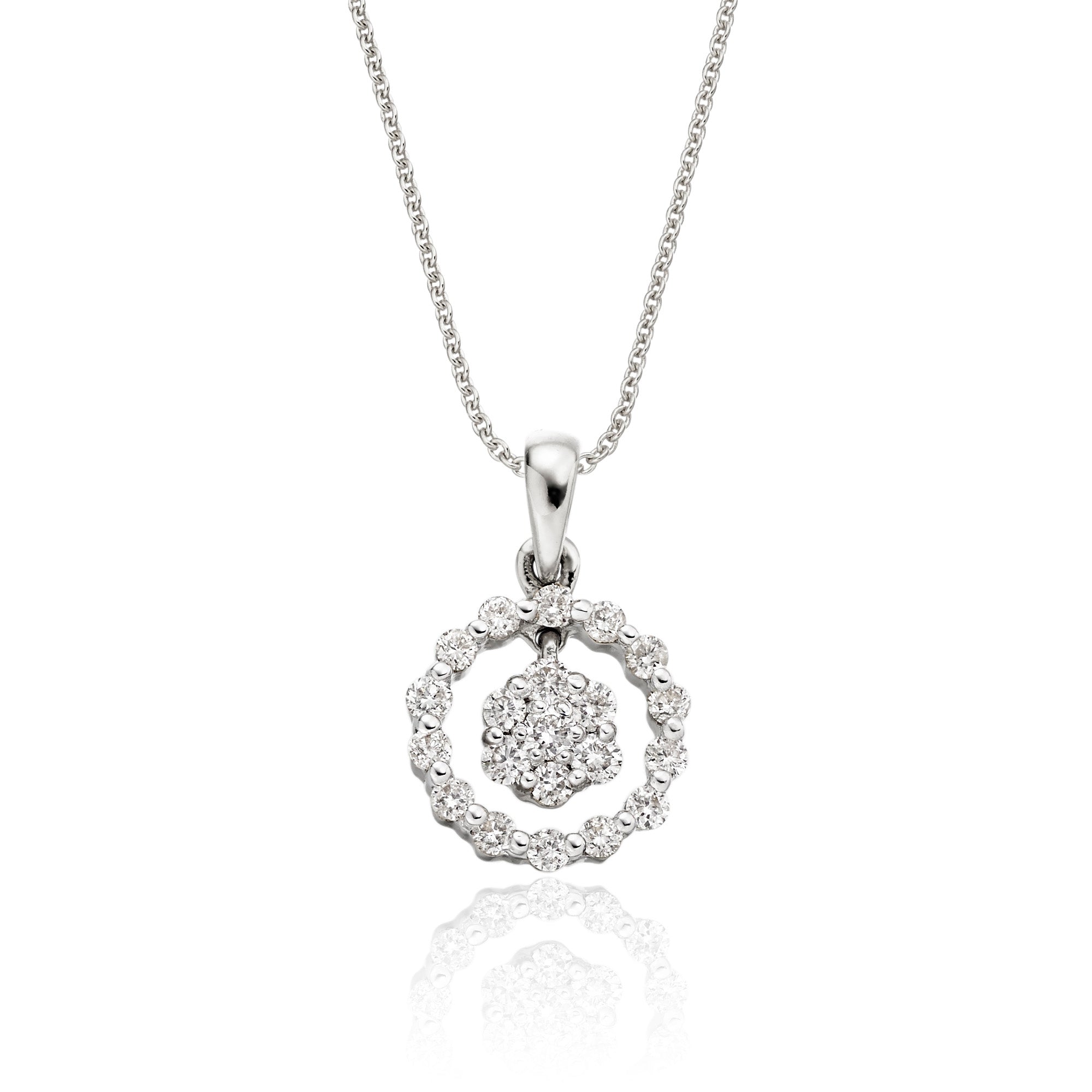 Orbit 0.25ct cluster diamond pendant in 18K white gold