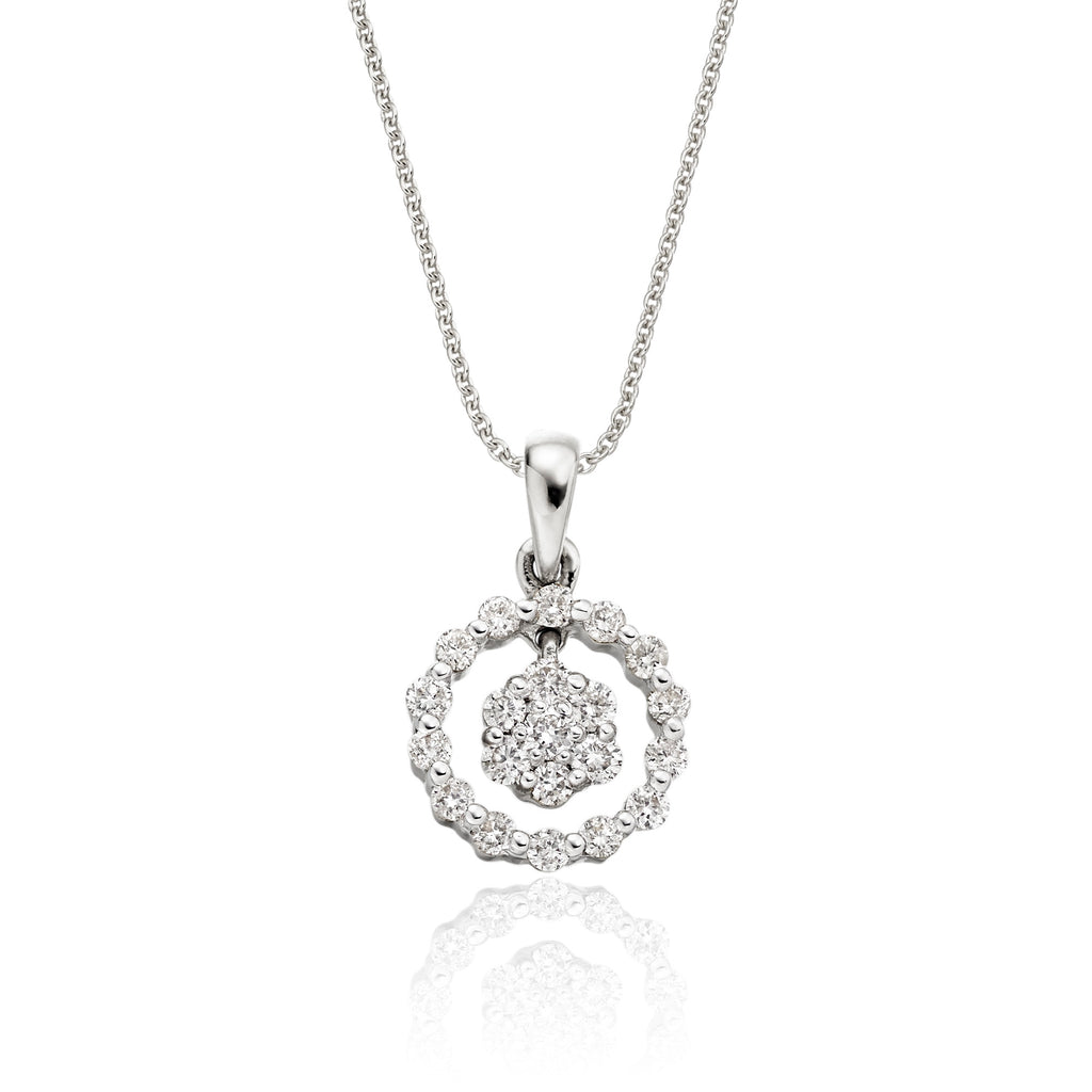 Orbit 0.25ct cluster diamond pendant in 9K white gold