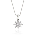 Lotus 0.25ct cluster diamond pendant in 9K white gold