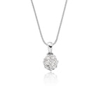 Flower shape 0.20ct cluster diamond pendant in 18K white gold
