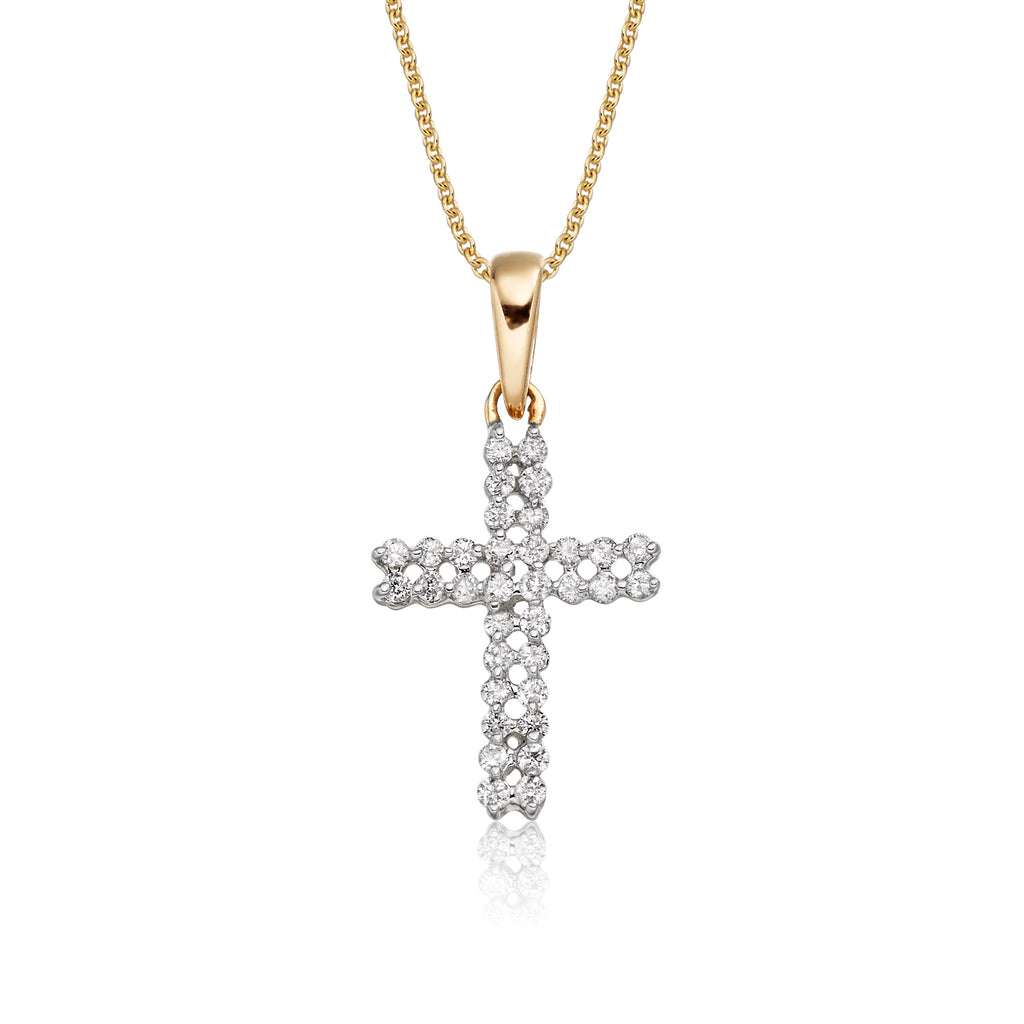 Cross pendant 0.17ct diamonds in 9K yellow gold
