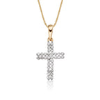Cross pendant 0.17ct diamonds in 9K yellow gold