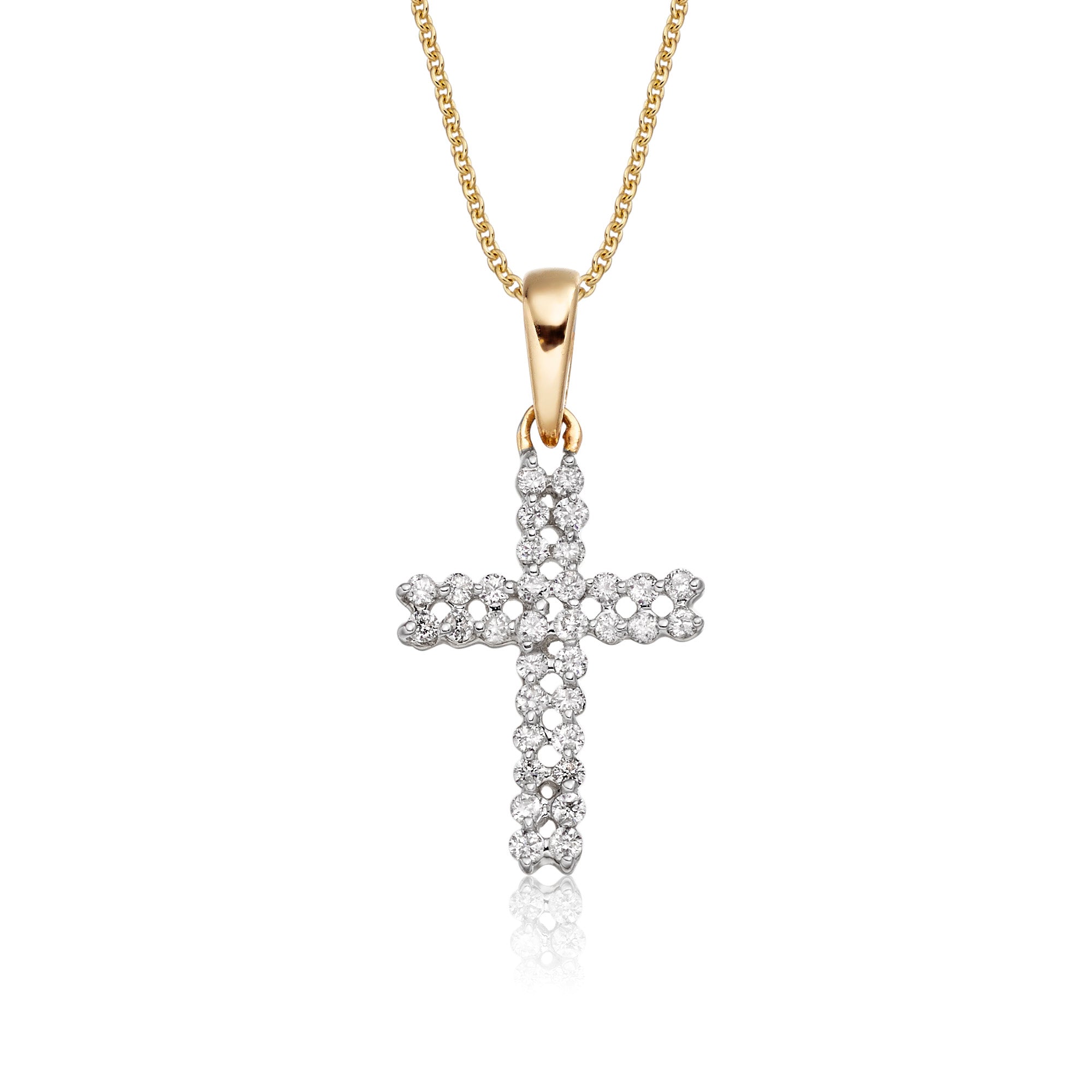 Cross pendant 0.17ct diamonds in 9K yellow gold