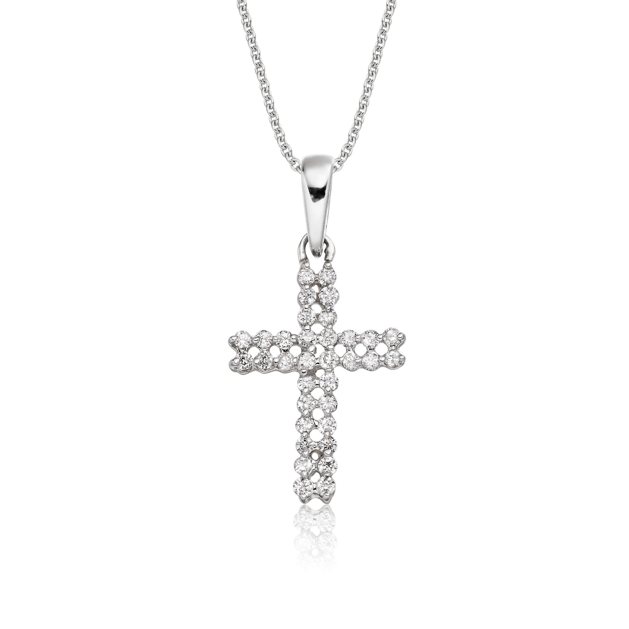 Cross pendant 0.17ct diamonds in 9K white gold