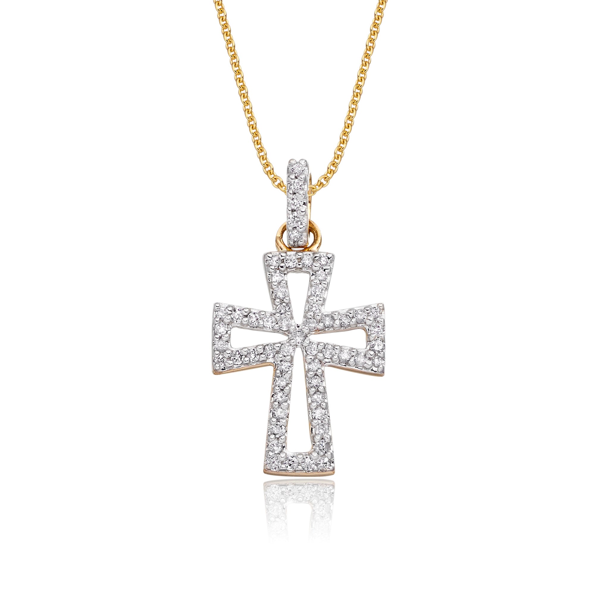Cross pendant 0.15ct diamonds in 9K yellow gold
