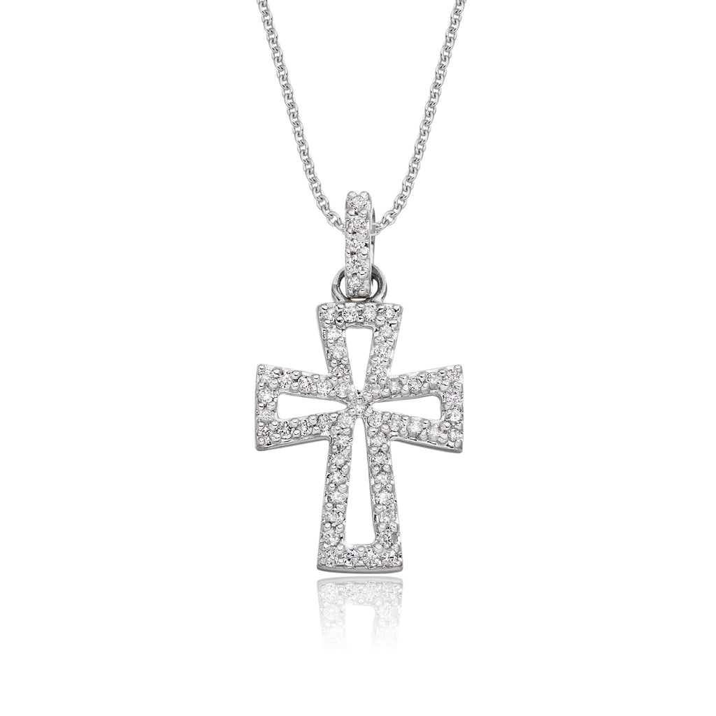 Cross pendant 0.15ct diamonds in 9K white gold